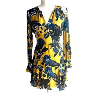 Parker NYC 53% Silk 47% Viscose Canary Gianna Floral Print NWT Dress Size 2